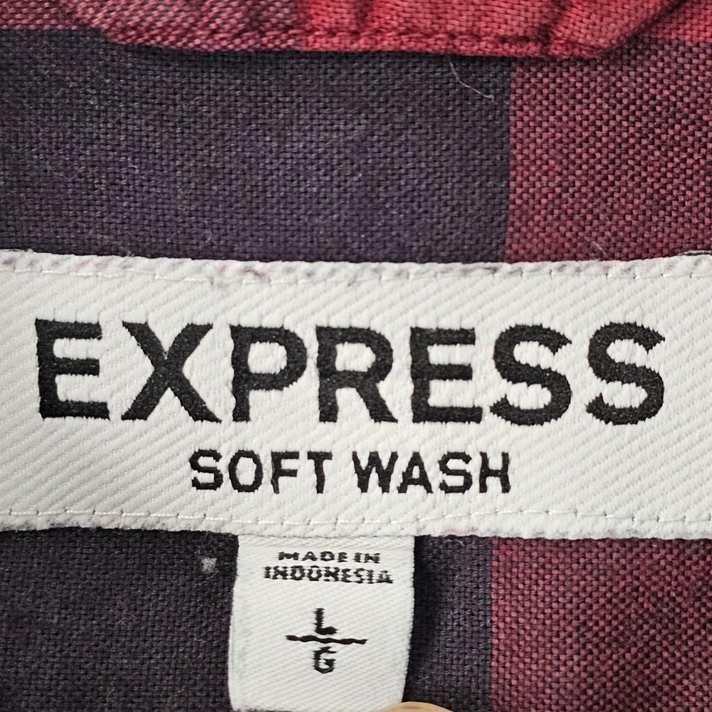 Express Soft Wash Red Check Long Sleeve Button-Up Flannel Shirt Women's L - Picture 3 of 6